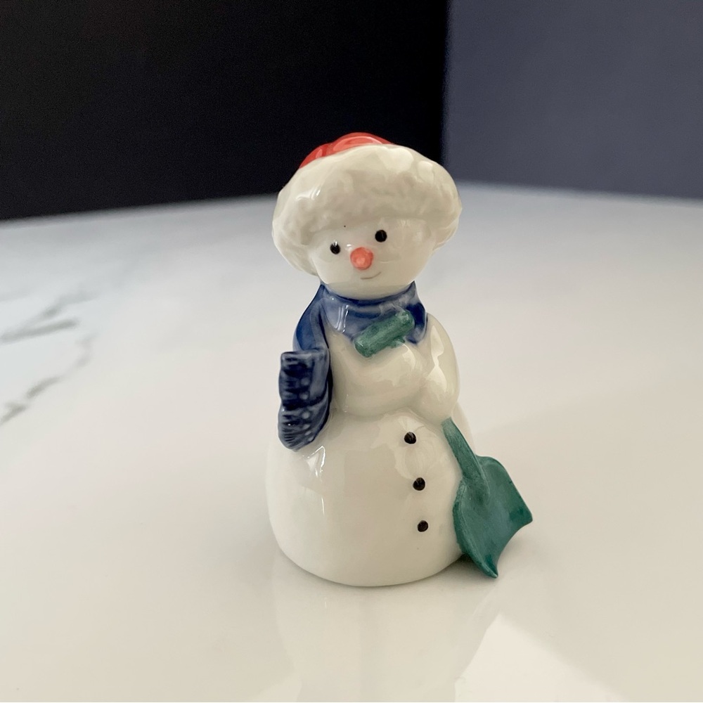 Small Snowman with Scarf & Shovel Figurine by Royal Copenhagen